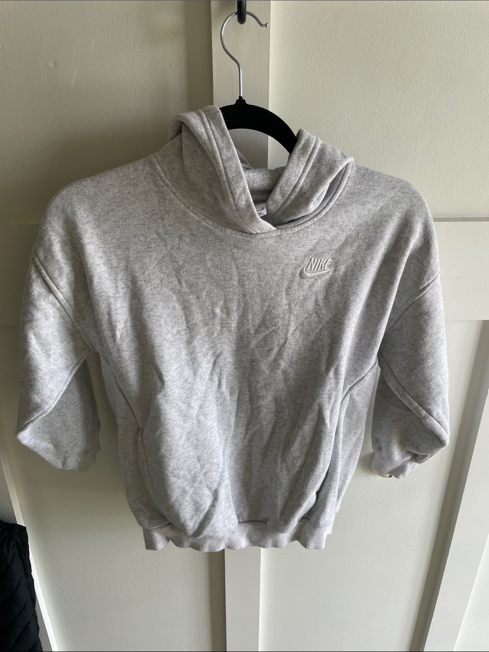 Nike Light Gray Hooded Short-Sleeve Sweatshirt
